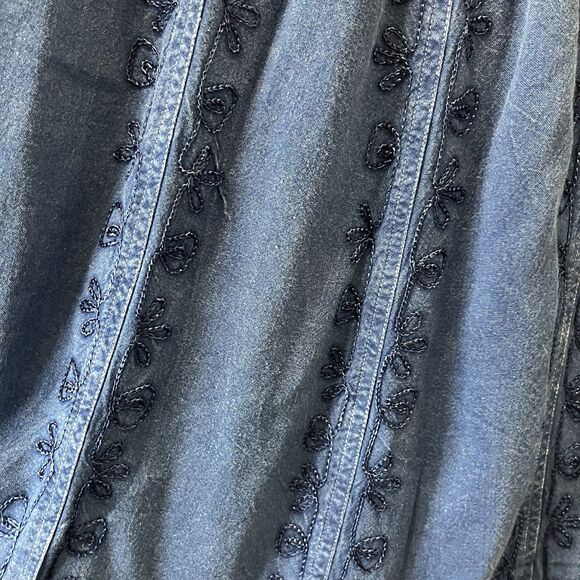 Studio West Blue Handkerchief Boho Lace Hem Midi Skirt Western Womens Size XL - Picture 5 of 11